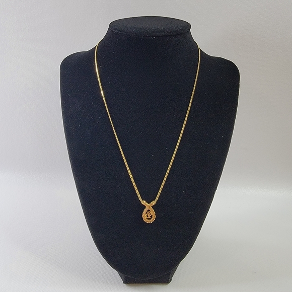 CHRISTIAN DIOR CD Logo Rhinestone Necklace - Picture 3 of 7